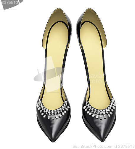 Image of Black patent leather women's high heels