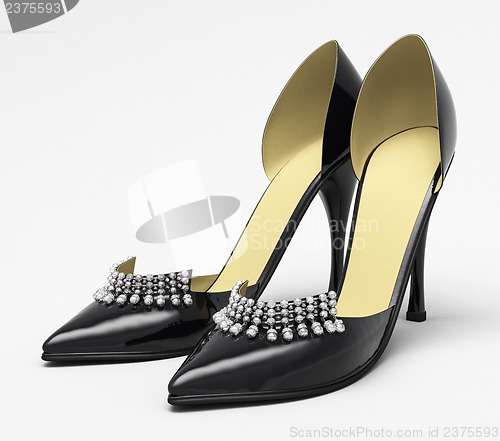 Image of Black patent leather women's high heels