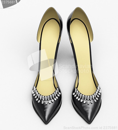 Image of Black patent leather women's high heels