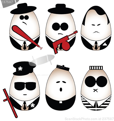 Image of Vector eggs figure (mafia, offender, policeman, divine, prisoner)