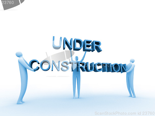 Image of 3d people holding an "under construction" sign.