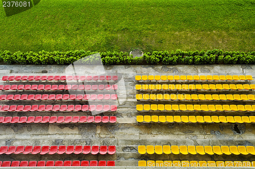 Image of Red and Yellow Bleacher Seats