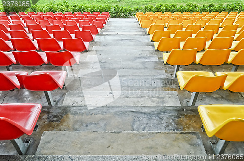 Image of Red and Yellow Bleacher Seats