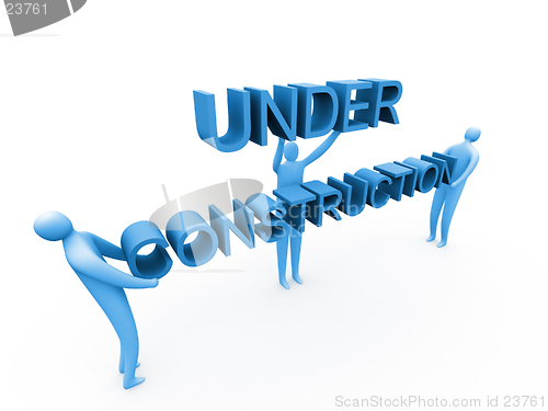 Image of 3d people holding an "under construction" sign.