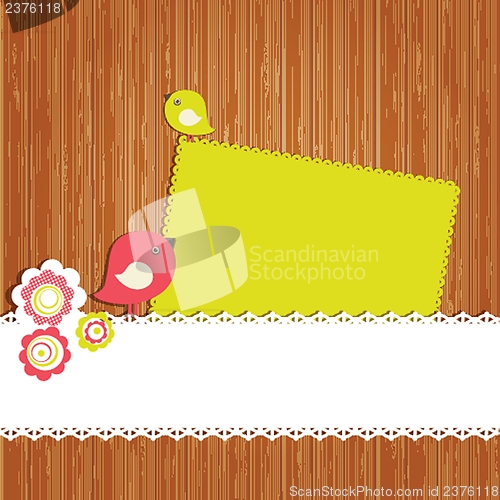 Image of Wedding invitation with two cute swan birds in bride and groom costumes