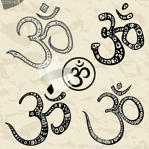 Image of Ohm. Om Aum Symbol.  Hand drawn illustration.