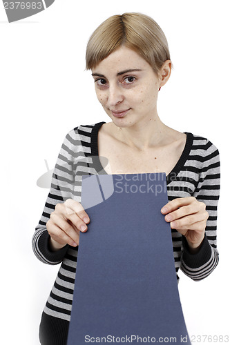 Image of Woman holding a paper