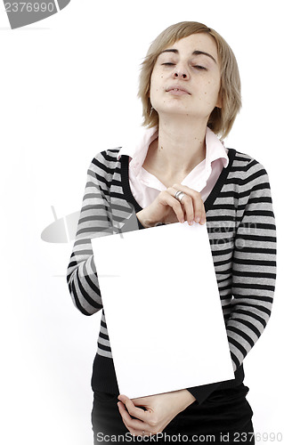 Image of Woman holding a paper