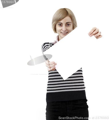 Image of Woman holding a paper