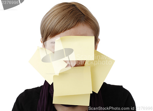 Image of Woman and post it