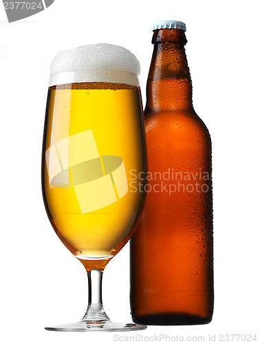 Image of Beer glass and bottle