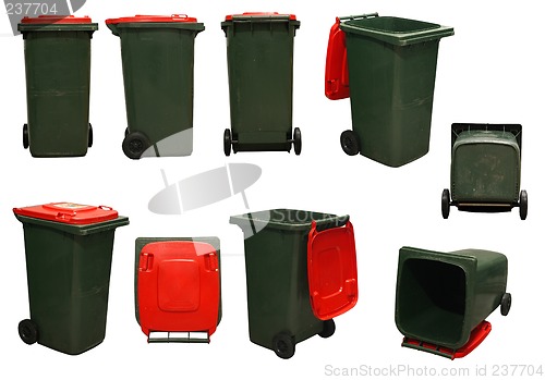 Image of red garbage bins