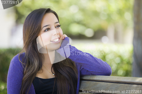 Image of Mixed Race Female Student Portrait on School Campus