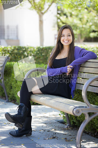 Image of Mixed Race Female Student Portrait on School Campus