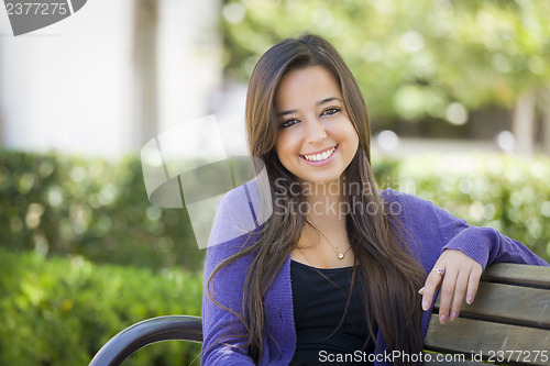 Image of Mixed Race Female Student Portrait on School Campus