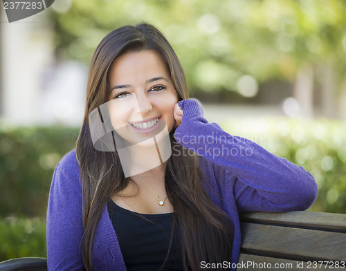 Image of Mixed Race Female Student Portrait on School Campus