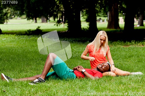 Image of young couple in love summertime fun happiness romance 