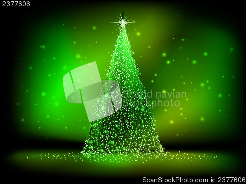 Image of Abstract golden christmas tree on green. EPS 10