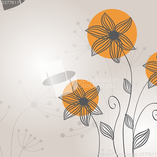 Image of Vintage card with hand drawn flowers