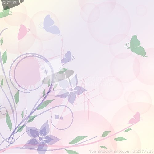 Image of Floral card with butterflies