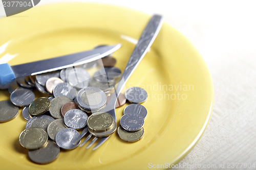 Image of Euro coins in a plate