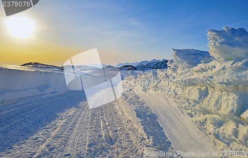 Image of sunset landscape in greenland