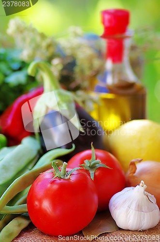 Image of Fresh vegetables and olive oil