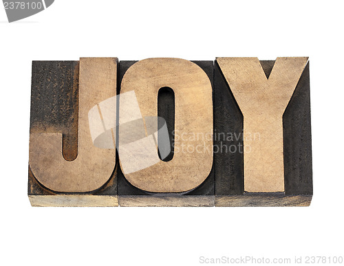 Image of joy word in wood type