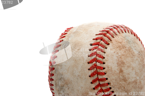 Image of baseball close up over white