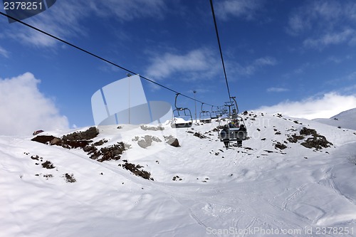 Image of Chair-lift at winter mountains