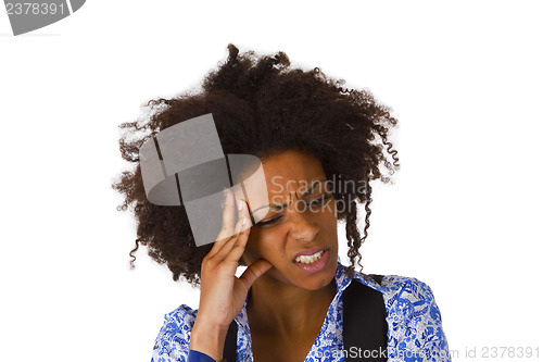 Image of African american woman feels sick 