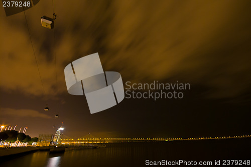 Image of Cable car at night