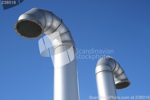 Image of Two metallic industrial pipes