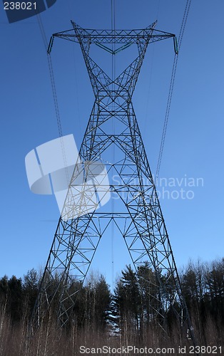 Image of Huge electricity pylon in the forest