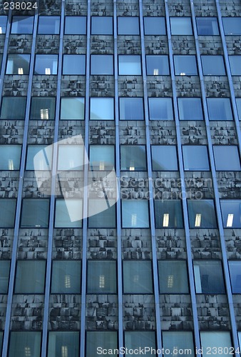 Image of Office building: windows with lights