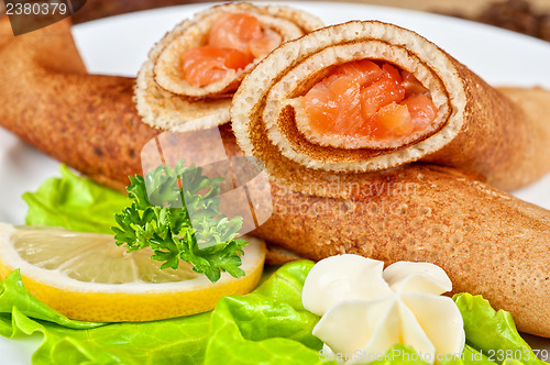 Image of Pancakes with salmon