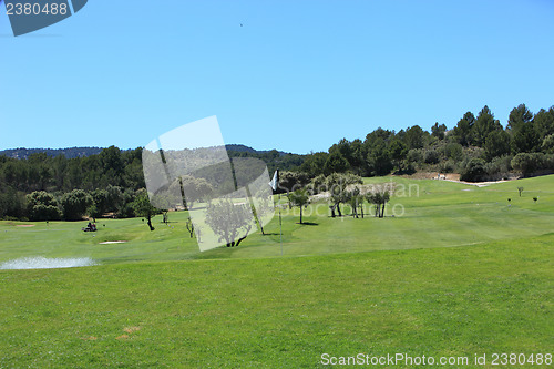 Image of Beautiful lush green golf course