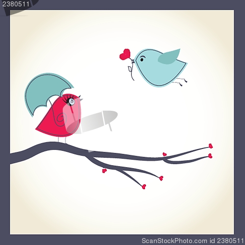 Image of Birds couple in love. Vector illustration