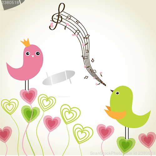 Image of Birds couple in love. Vector illustration