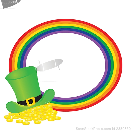 Image of Black vector pot of leprechauns gold with lucky clovers