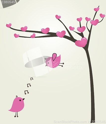 Image of Birds couple in love. Vector illustration