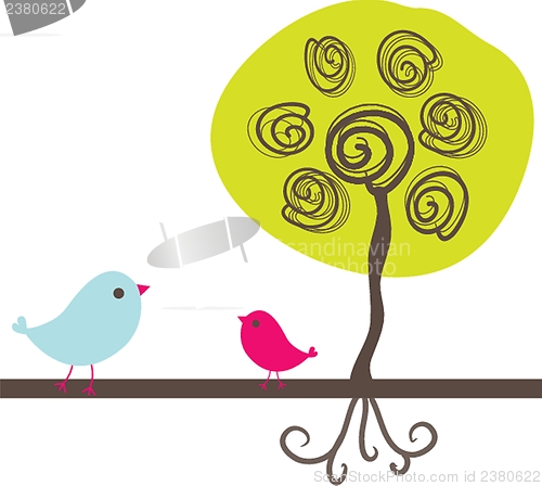 Image of Birds couple in love. Vector illustration
