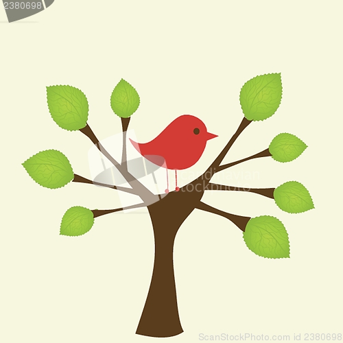 Image of Greeting card with bird on tree branch