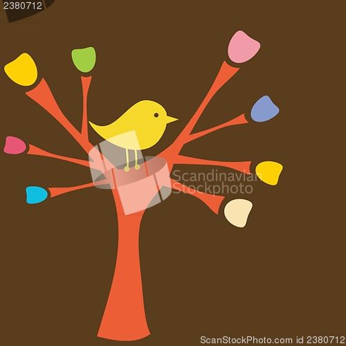 Image of Greeting card with bird on tree branch