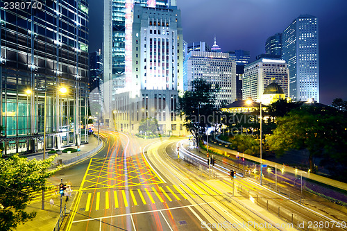 Image of Traffic in city at night