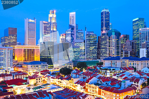 Image of Singapore city downtown at night