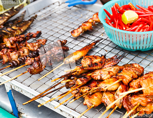 Image of Traditional Thai style grilled meat stick