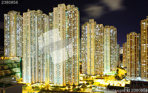 Image of Apartment building at night