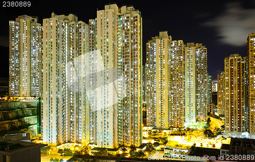 Image of Apartment building at night