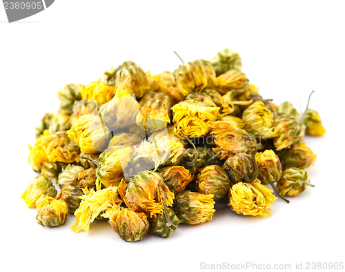 Image of Dried chamomile flower isolated on white background